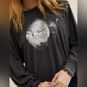 🪷 NWT Aerie Cozy Long Sleeve Oversized Boyfriend T-Shirt In Smoked Gray, L 🌙